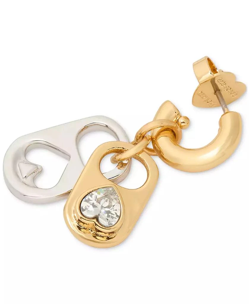 Kate Spade Two-Tone Crystal Pop Tab Charm Hoop Earrings 2