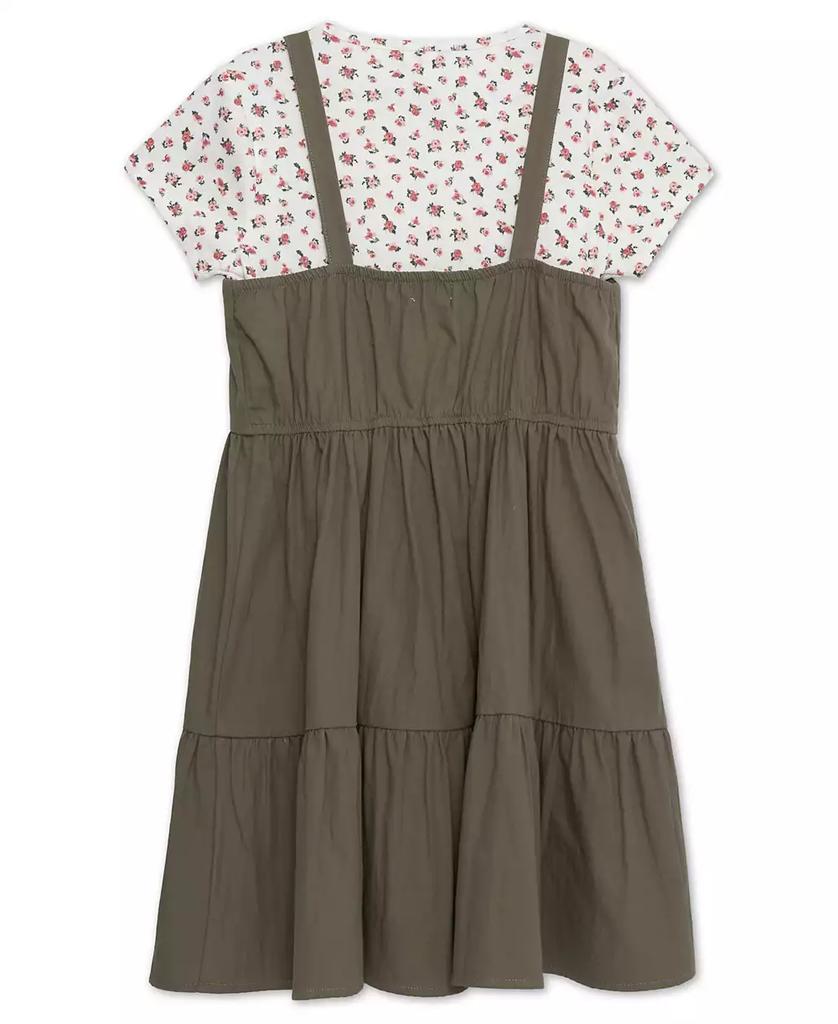 Speechless Big Girls 2-Piece Rosebud T-Shirt and Tiered Olive Dress Set