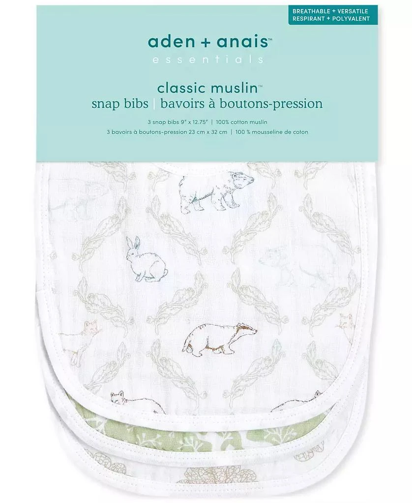 aden + anais Baby Boys or Baby Girls Harmony Essential Muslin Bibs, Pack of 3 2