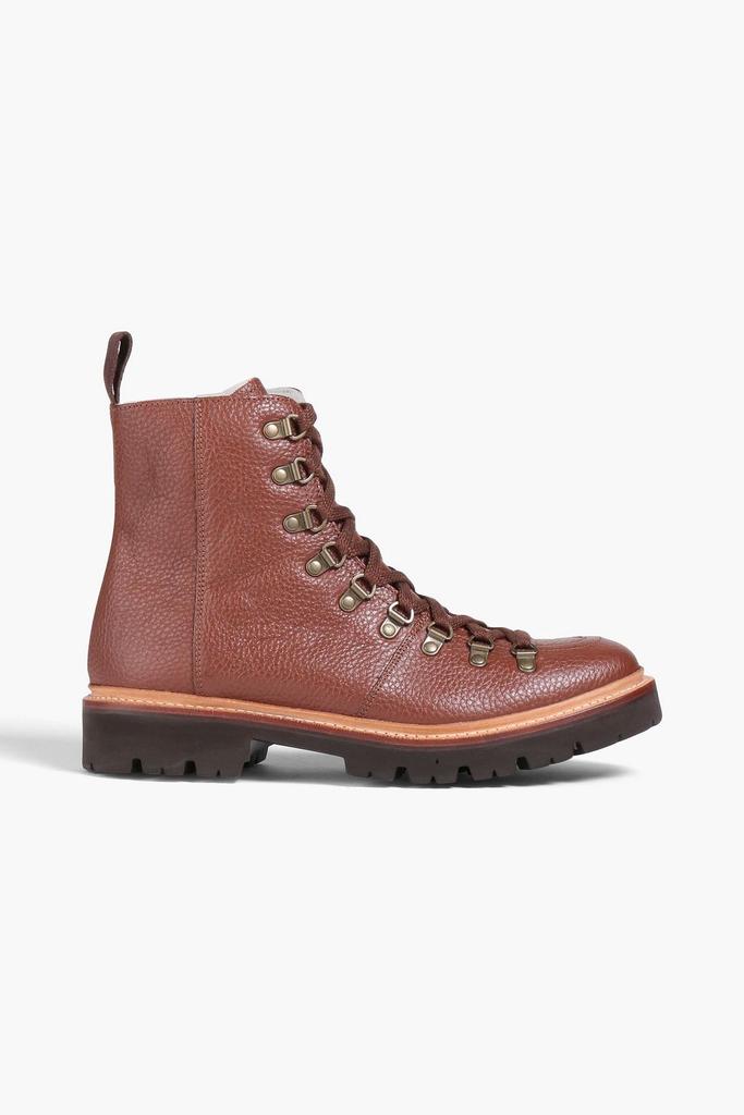 GRENSON Nanette shearling-lined pebbled-leather combat boots