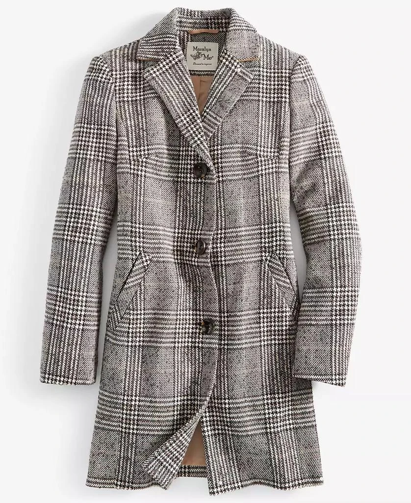 Maralyn & Me Juniors' Houndstooth Long-Sleeve Reefer Coat 3