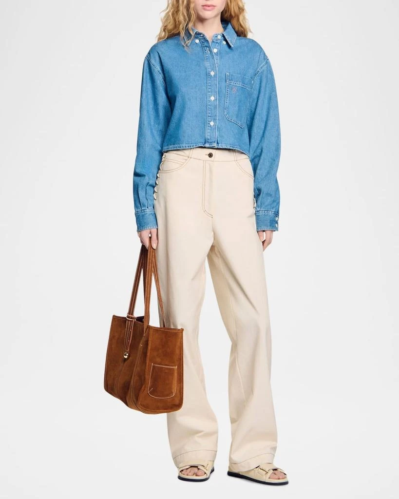Sandro Leon Wide Lace-Up Jeans 2