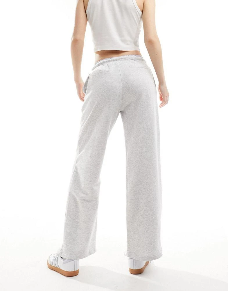 Pull&Bear Pull&bear wide leg jogger with boxer waistband in grey marl 4