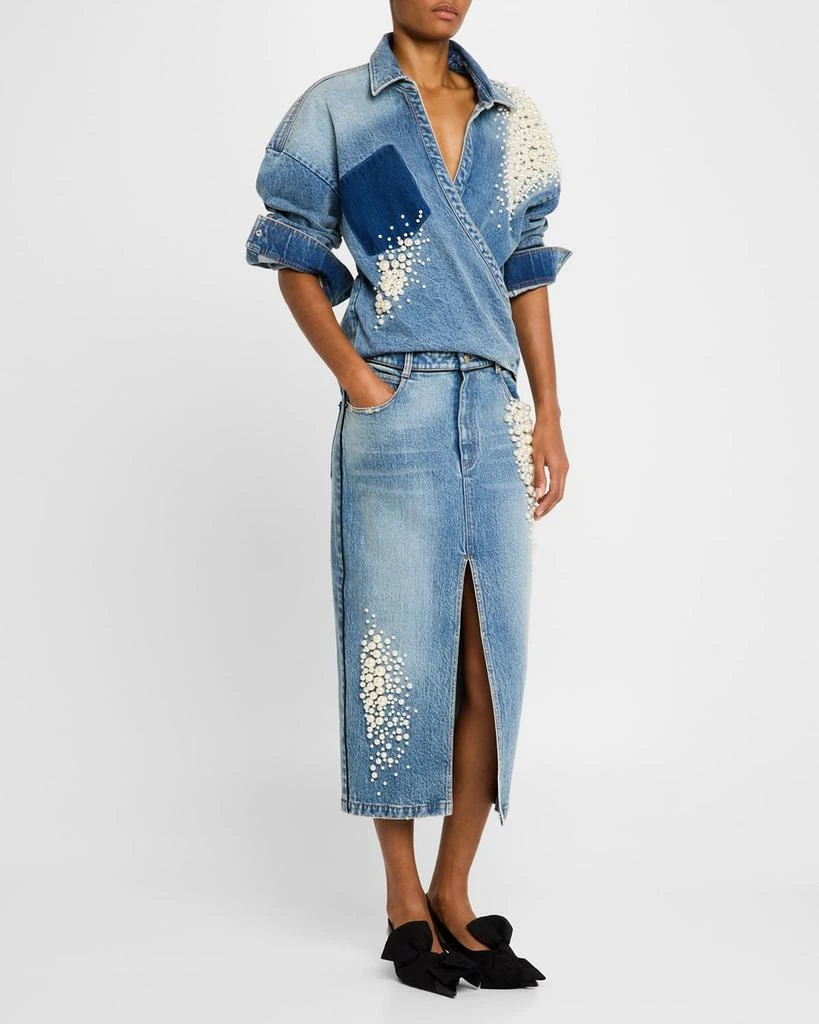 Hellessy Astro Embellished Denim Wrap Shirt 2