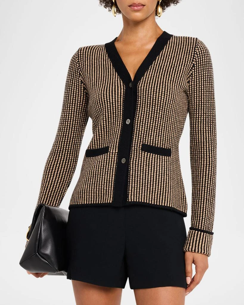Neiman Marcus Cashmere Contrast Pique Knit Jacket 4
