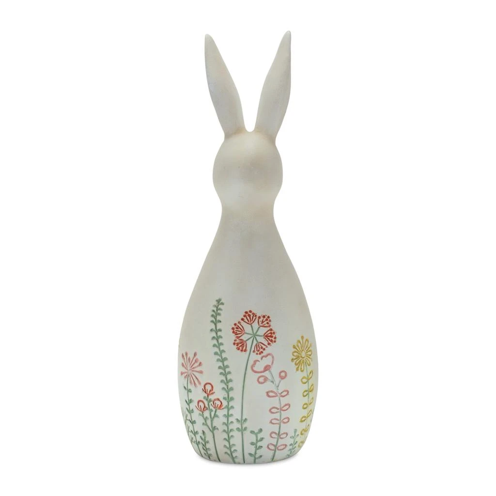 Hivvago Modern Bunny Rabbit Figurine with Etched Floral Design (Set of 2) 3