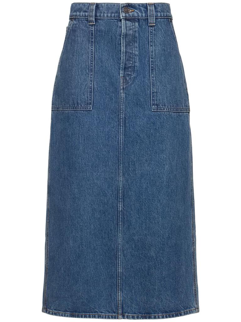 Khaite Semi-Transparent Silk Maxi Skirt With Deep Back Slit