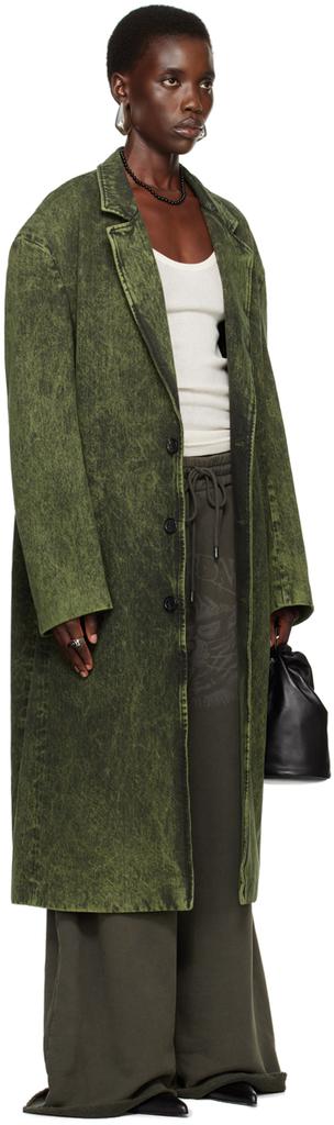 LU'U DAN Green Crombie Denim Coat