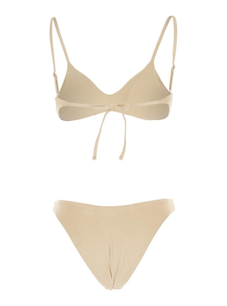 Venuja Beige Sequin Bikini In Tech Fabrich Stretch Woman