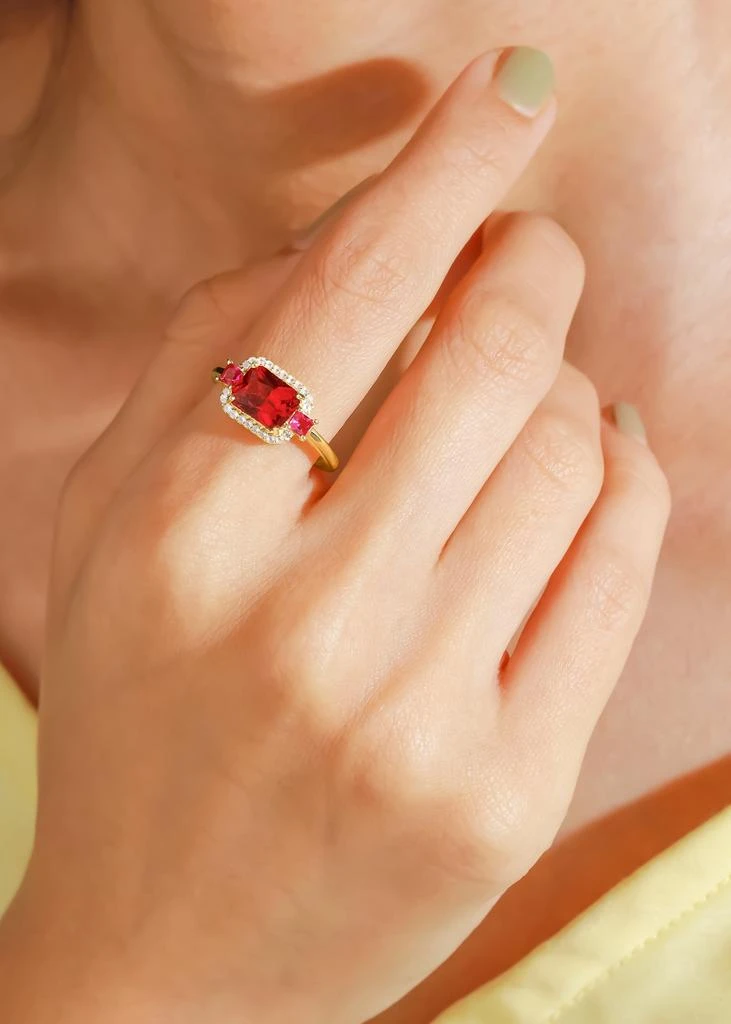 Tiramisu 14K Gold Plated Over 925 Sterling Silver Crimson Reign Lab Ruby Array Ring 2