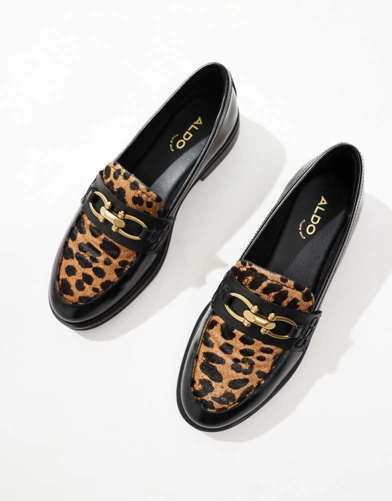 ALDO ALDO Bissom loafers in black and leopard leather 2