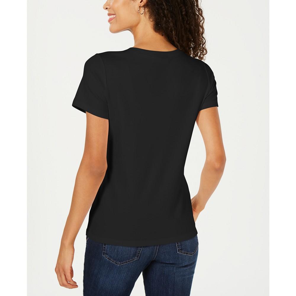 Karen Scott Petite Cotton Henley Top, Created for Macy's