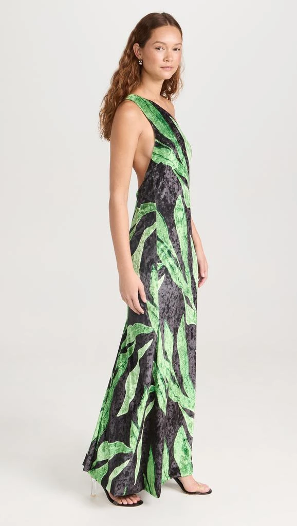 Dur Doux Green Leaf Velvet Maxi Dress 3