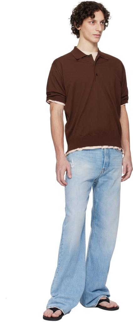 Brown Super High Gauge Cotton Knit Polo – On Sale Now with Up to