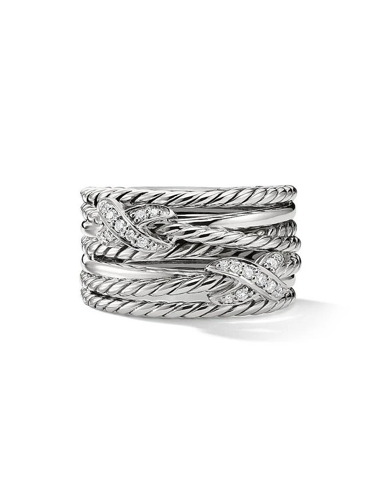 David Yurman Double X Crossover Ring with Pavé Diamonds 2