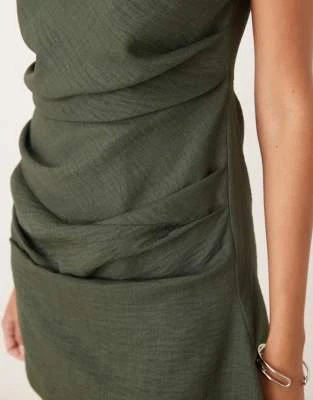 green emerald velvet dress Capria Olive Green Bandeau Wrap Maxi Dress – Club L London main image 0