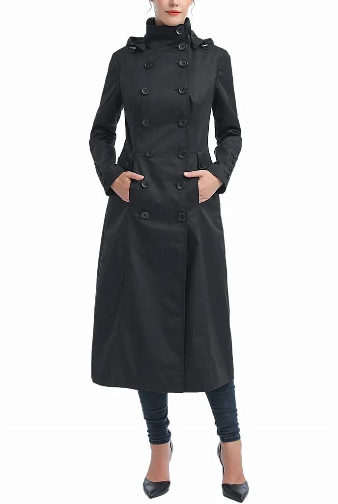 kimi + kai Elana Waterproof Long Trench Coat In Black
