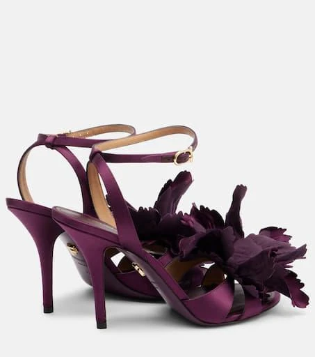 Salvatore Ferragamo Ghilly 95 floral-appliqué satin sandals 2