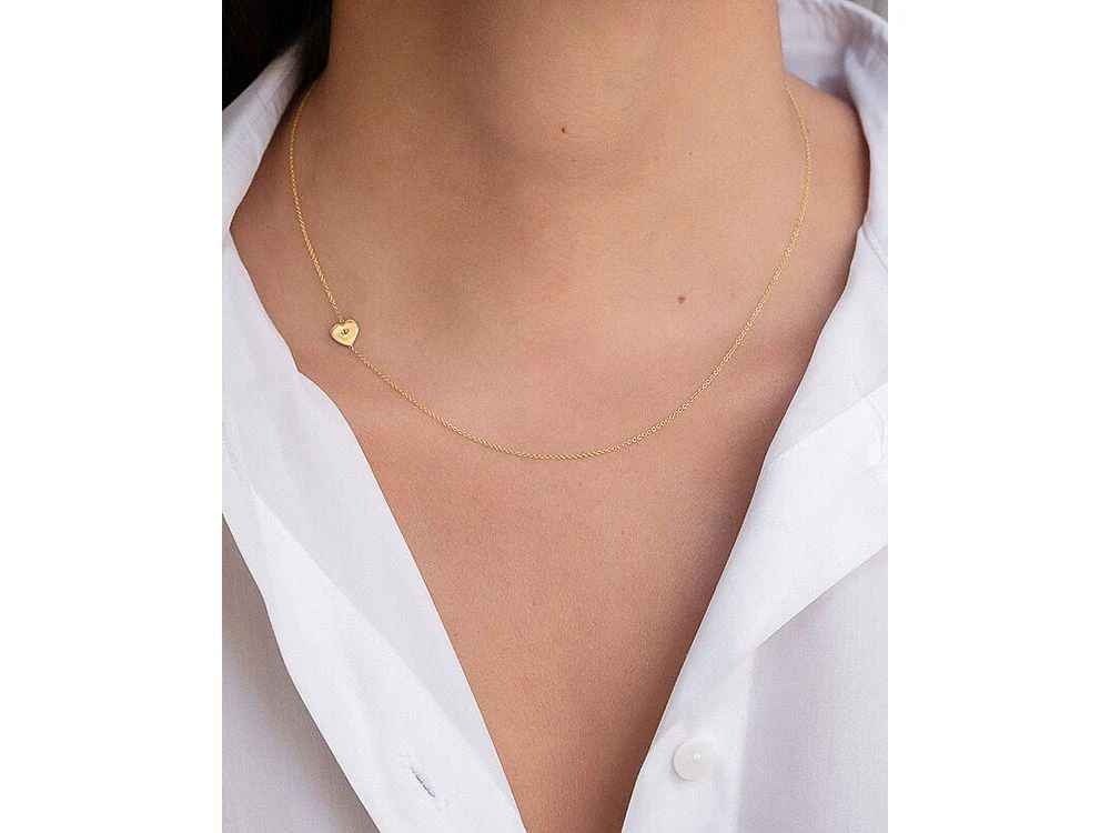 Zoe Lev 14K Yellow Gold Diamond Heart Station Necklace, 18" 2