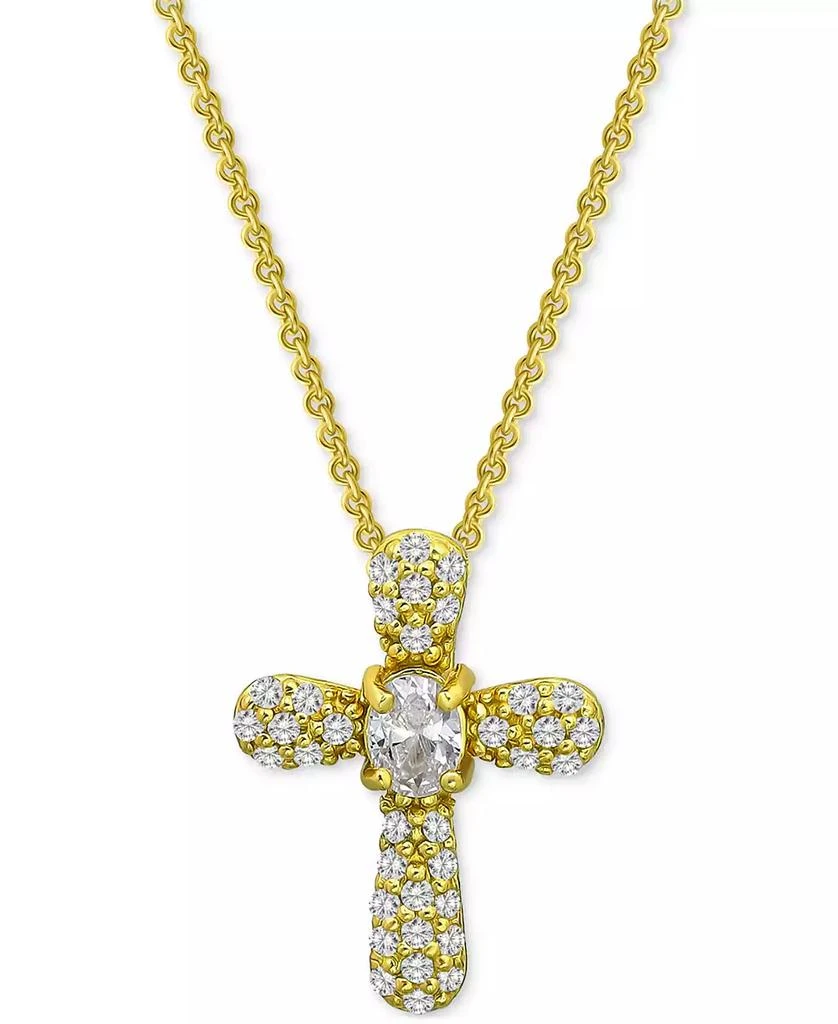 Giani Bernini Cubic Zirconia Cross Pendant Necklace (1/2 c.t. t.w.) in 18k Gold Over Sterling Silver, 16" + 2" extender, Exclusively at Macy's 1