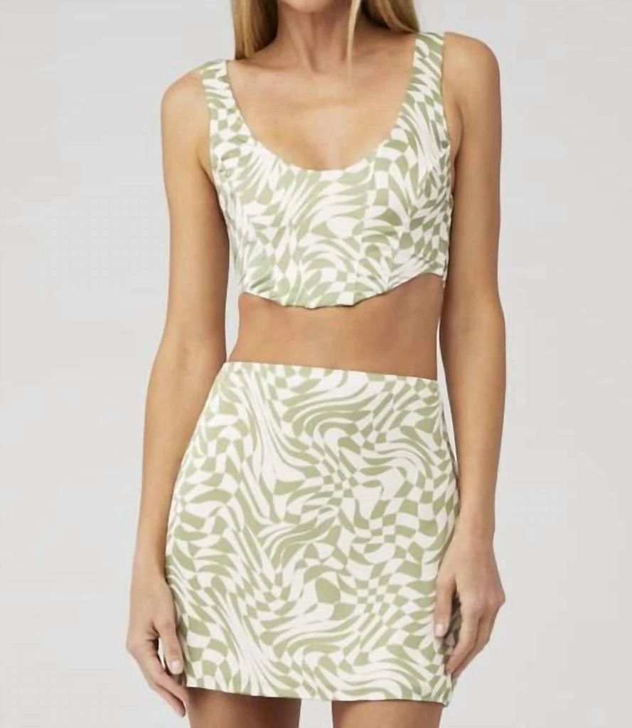 For Love & Lemons Nomi Crop Top In Green 1