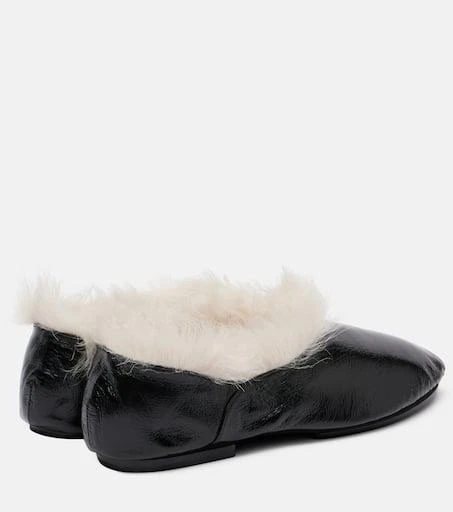 Jil Sander Shearling-trimmed leather slip-on shoes 2