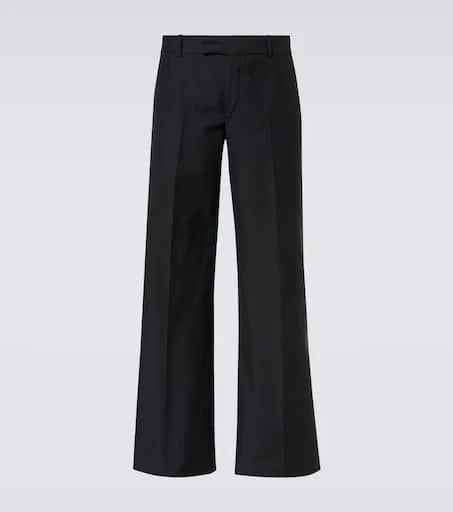 Alexander McQueen Low-rise wool and mohair wide-leg pants 1