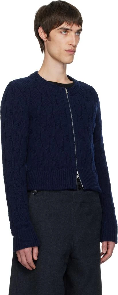 Dries Van Noten Navy Cable-Knit Cardigan 2