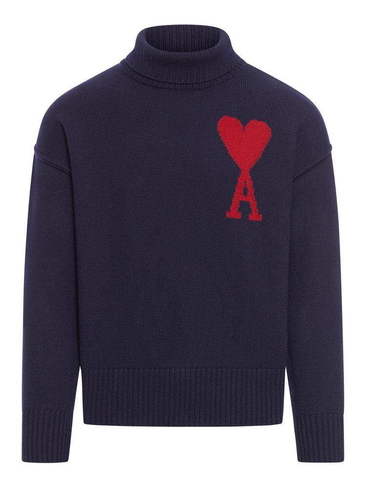 AMI AMI Paris Ami de Coeur Logo Intarsia Knitted Jumper