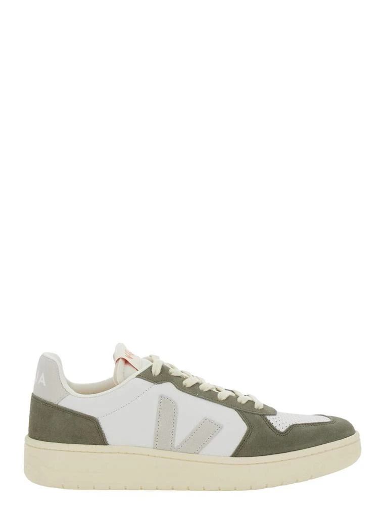 Veja 'V-82' Green Low Top Sneakers With Logo Patch On Tongue And Side And Logo Lettering On The Heel In Leather Unisex 1