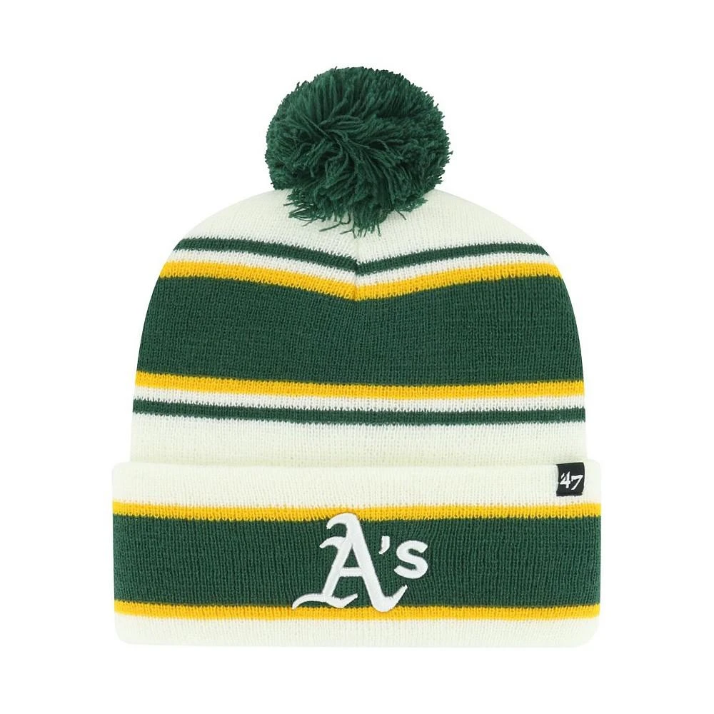 '47 Brand Youth Boys and Girls White, Green Oakland Athletics Stripling Cuffed Knit Hat with Pom