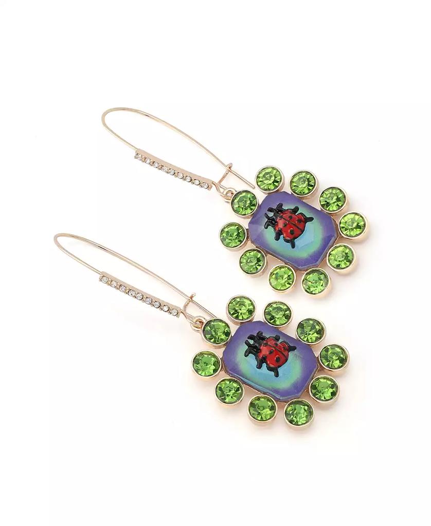 Betsey Johnson Faux Stone Backyard Ladybug Dangle Drop Earrings