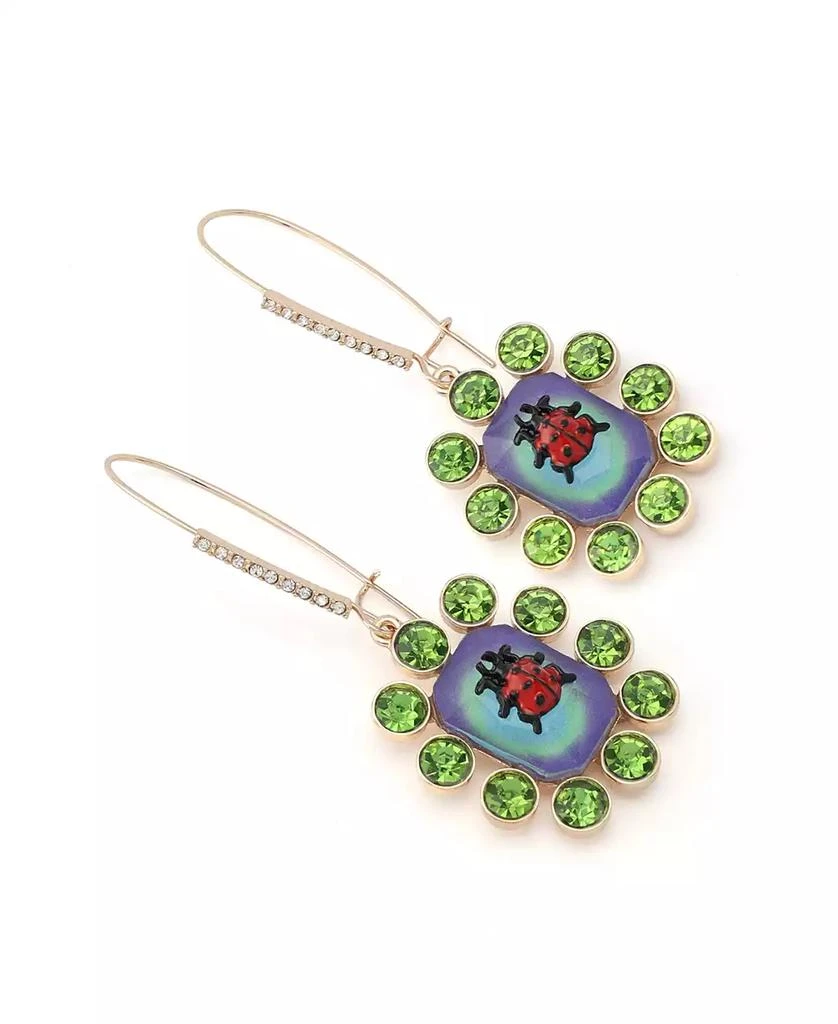Betsey Johnson Faux Stone Backyard Ladybug Dangle Drop Earrings 2