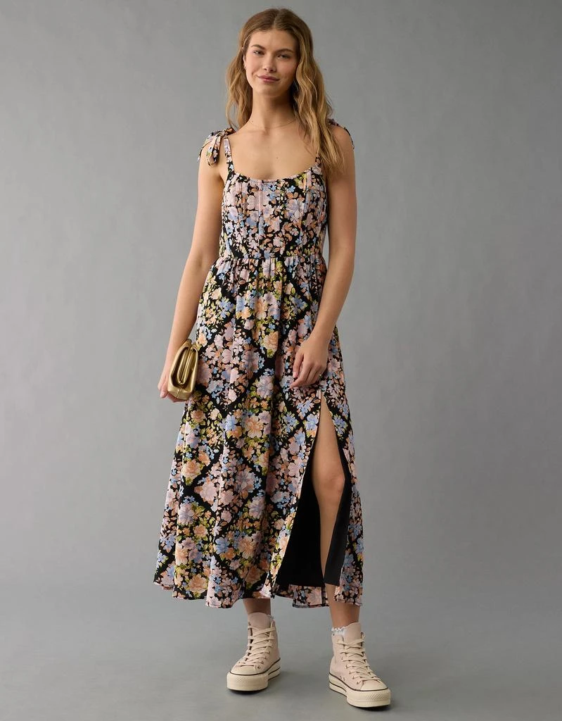 AE AE Corset Tie Strap Floral Midi Dress 2