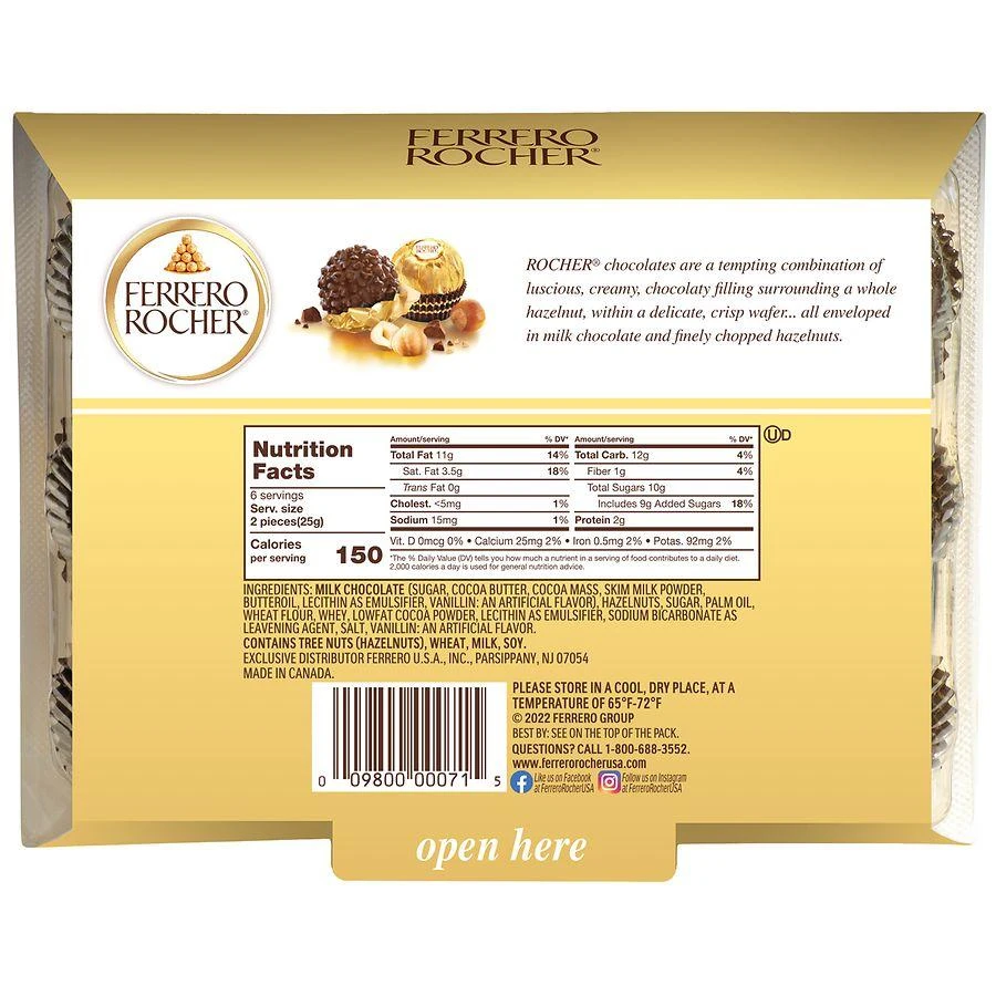 FERRERO ROCHER Premium Gourmet Gift Box Milk Chocolate Hazelnut 8
