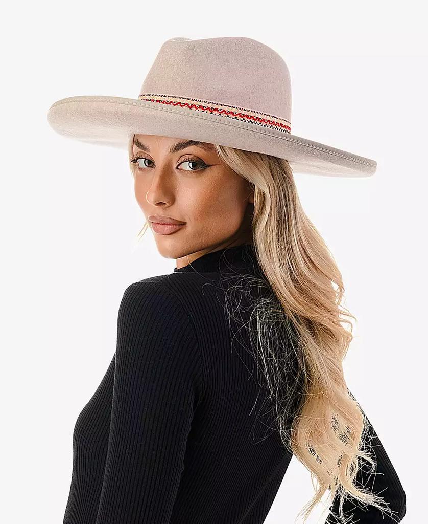 MARCUS ADLER Women's Chevron Trim Wool Blend Panama Hat