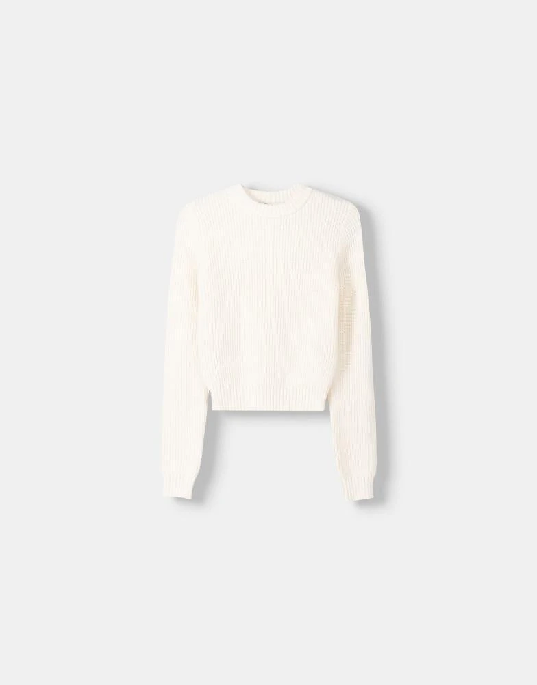 Bershka Bershka round neck sweater in white 4