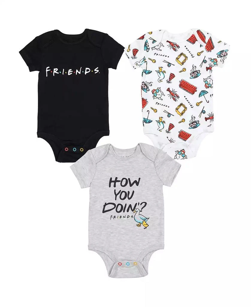 Friends Baby Boys 3 Pack Short Sleeve Bodysuit