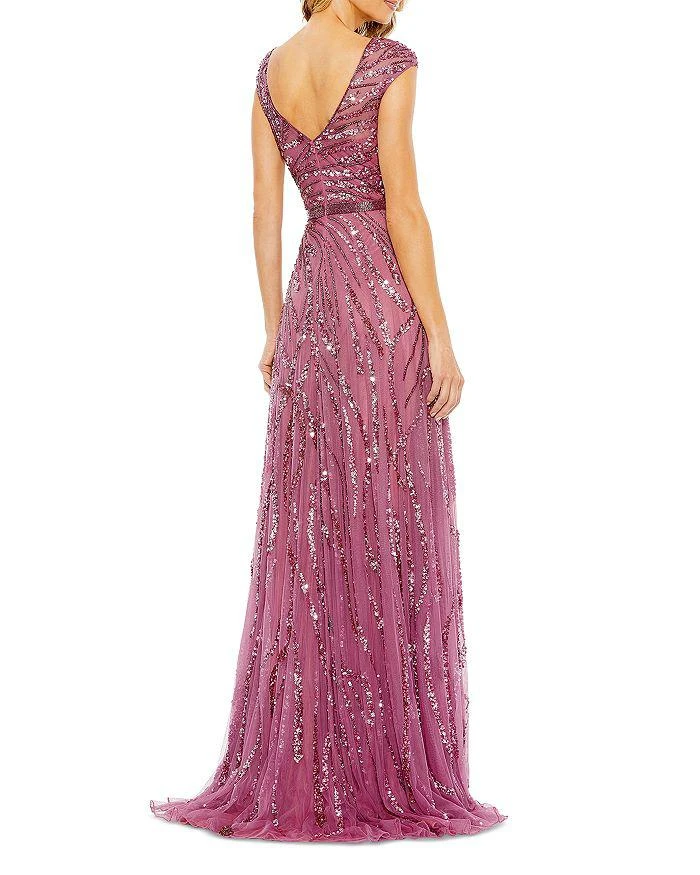 Mac Duggal Sequined Cap Sleeve Boat Neck Gown 3