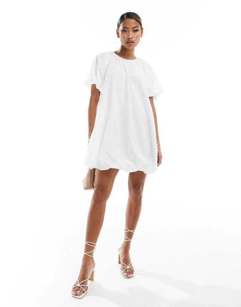 ASOS ASOS DESIGN puffball smock mini dress in white 2