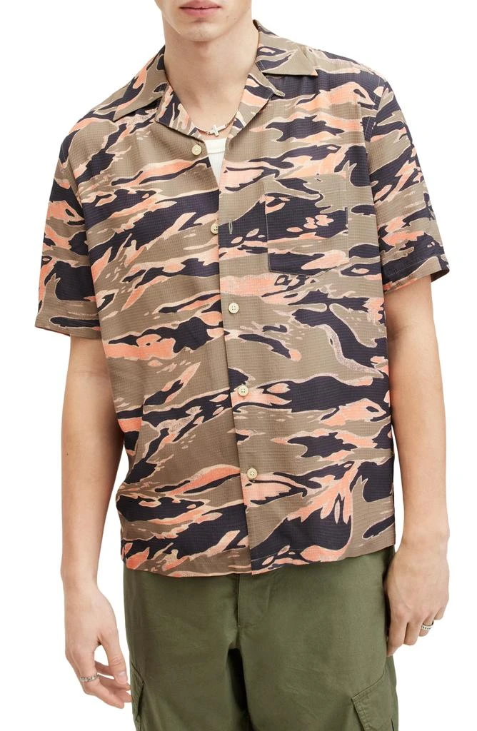 ALL SAINTS Solar Camo Short Sleeve Ripstop Button-Up Shirt 1