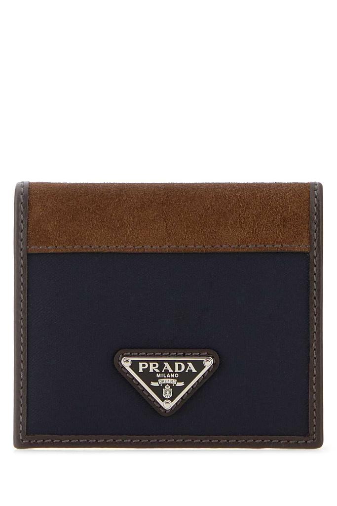 折りたたみ財布 PRADA TWO-TONE FABRIC AND SUEDE WALLET Prada Two-tone Fabric And Suede Wallet - Wallets - BeyondStyle