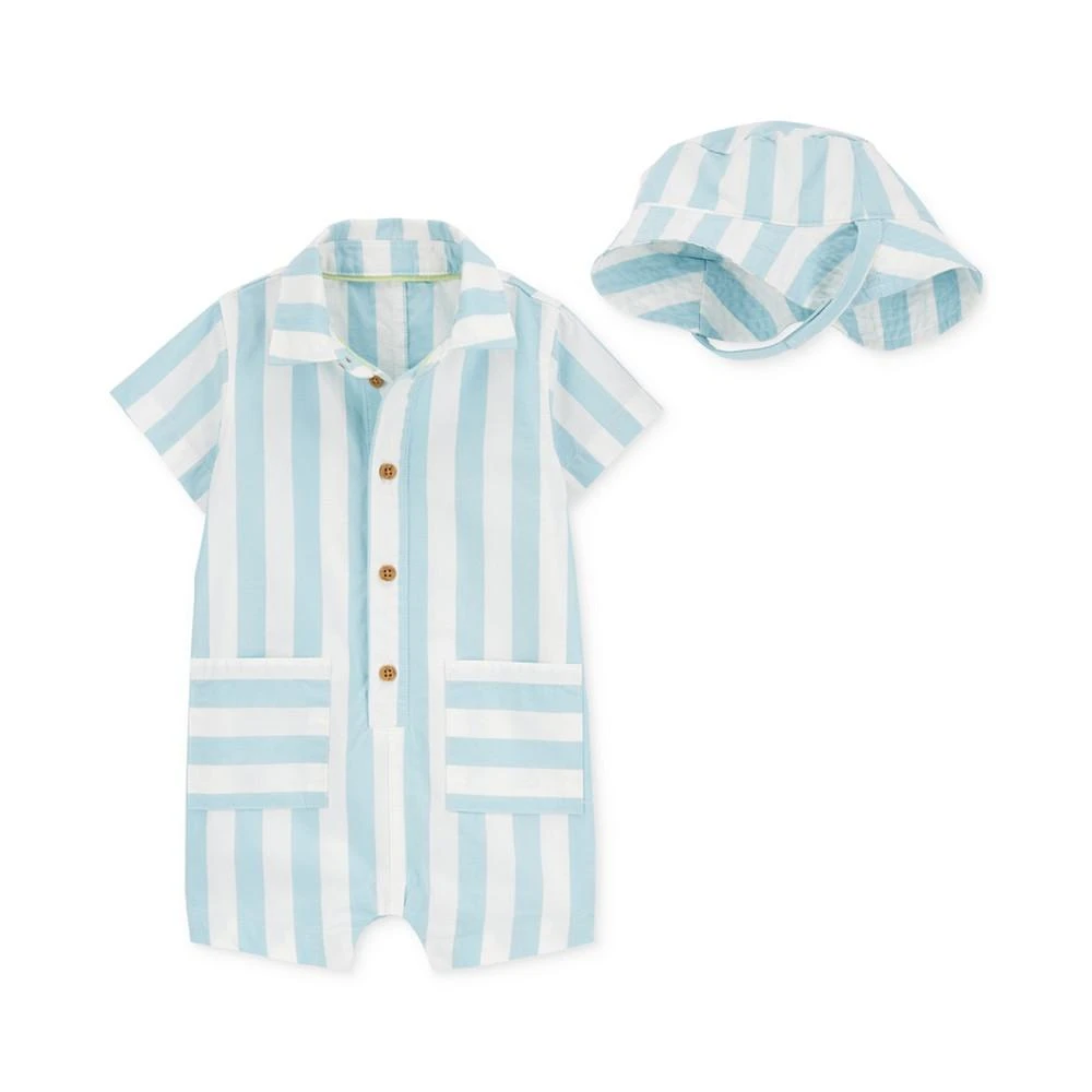Carter's Baby Boys Striped Romper and Hat, 2 Piece Set 1