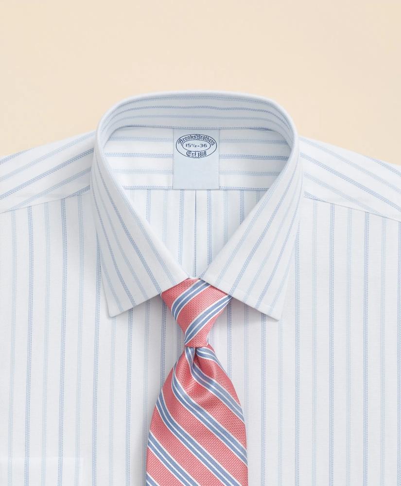 Brooks Brothers Stretch Supima® Cotton Non-Iron Royal Oxford Ainsley Collar, Alternating Stripe Dress Shirt