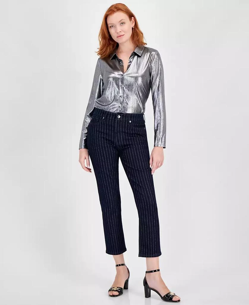 Tommy Hilfiger Women's Tribeca Striped Shine Ankle Jeans 1