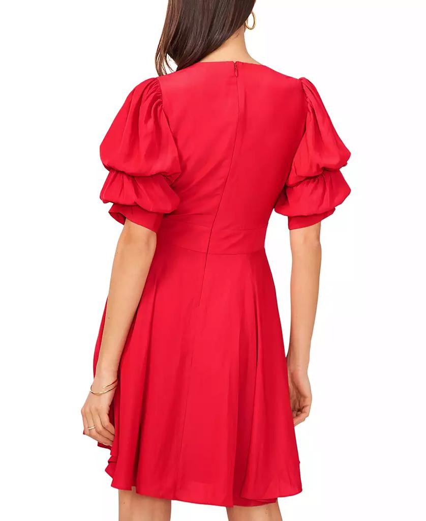 1. State Women's Tiered Bubble-Sleeve V-Neck Mini Dress