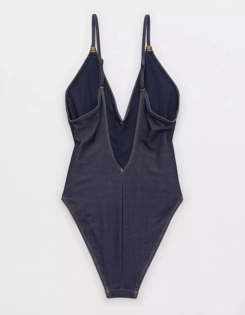 Aerie AE x Aerie Match Made In Denim Plunge Cheekiest One Piece Swimsuit 4