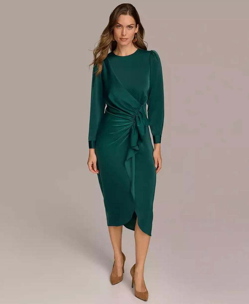 Bridesmaid Silk Wrap Dress Uk Evening Gown Emerald Green Green Satin Long  Sleeve Wrap Dress Long