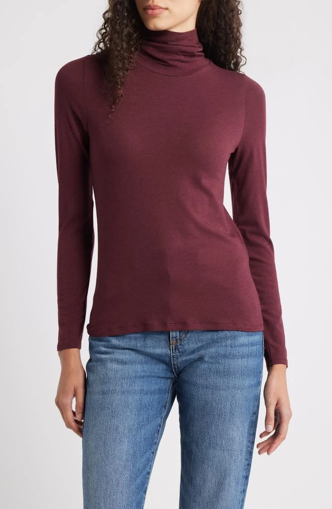 Eileen Fisher Turtleneck Stretch Organic Cotton Blend Top
