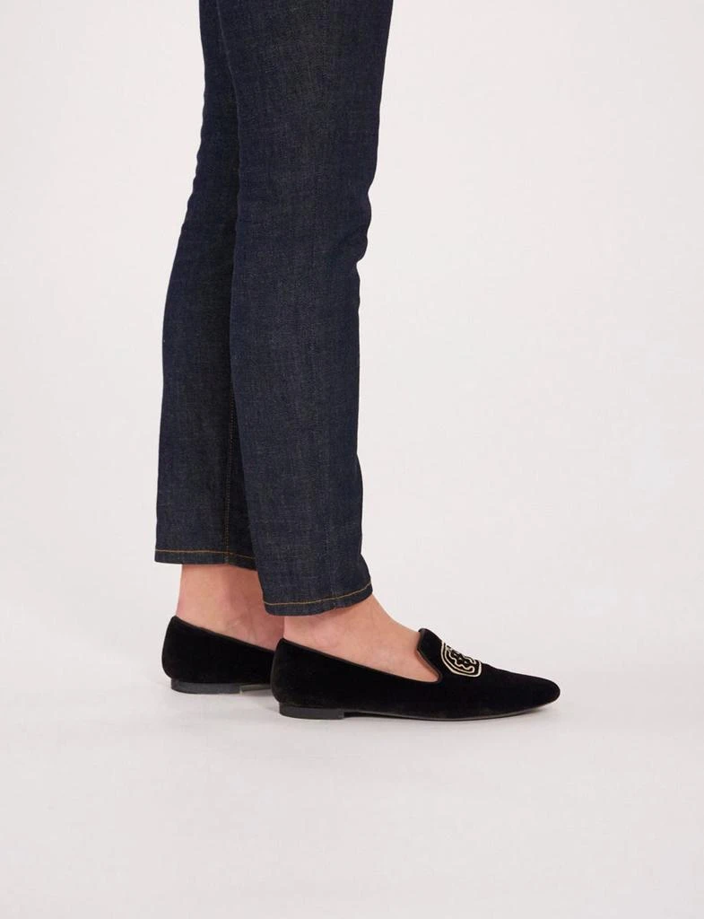 INES DE LA FRESSANGE Black velvet embroidered loafers 5